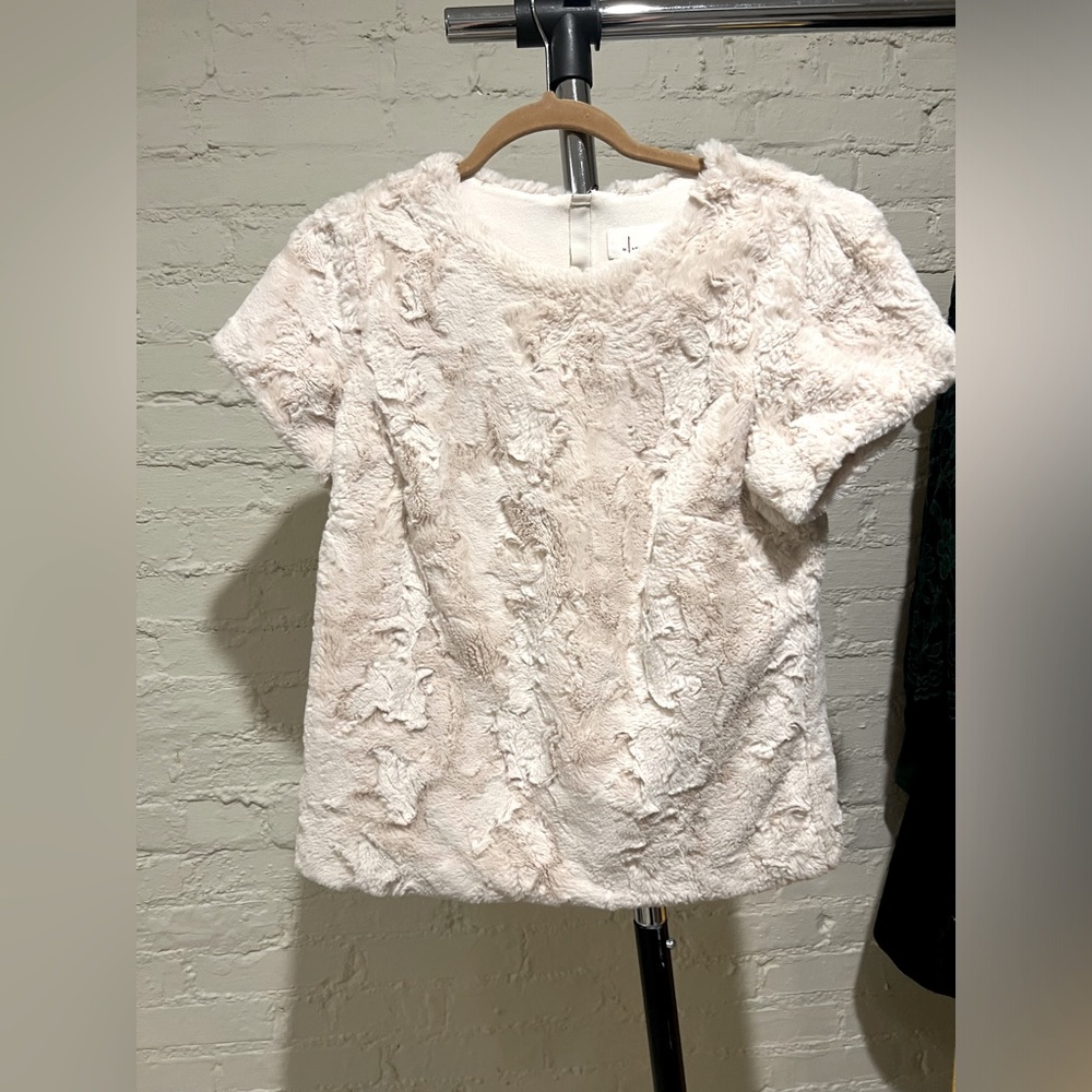 Anthropologie Textured Short Sleeve Top in Cream